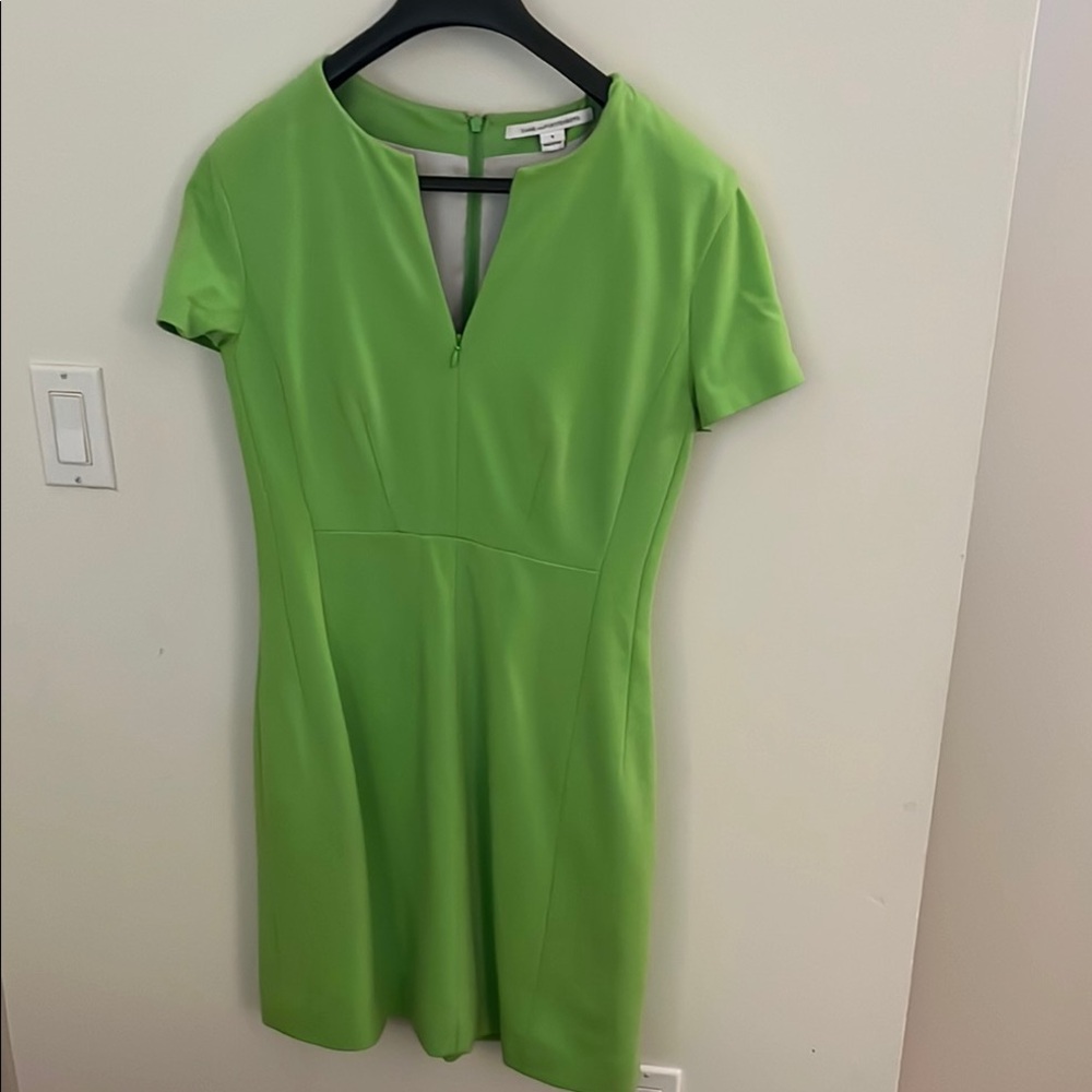 DVF Green Short Sleeve Mini Dress